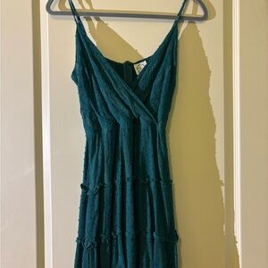 Blue Rain Green Ruffled Tiered Sundress